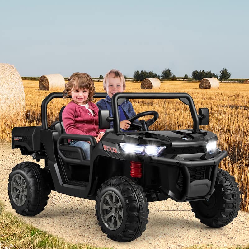Gymax 12V 2 Seater Ride On UTV Dump Truck Remote w/ Electric Dump Bed