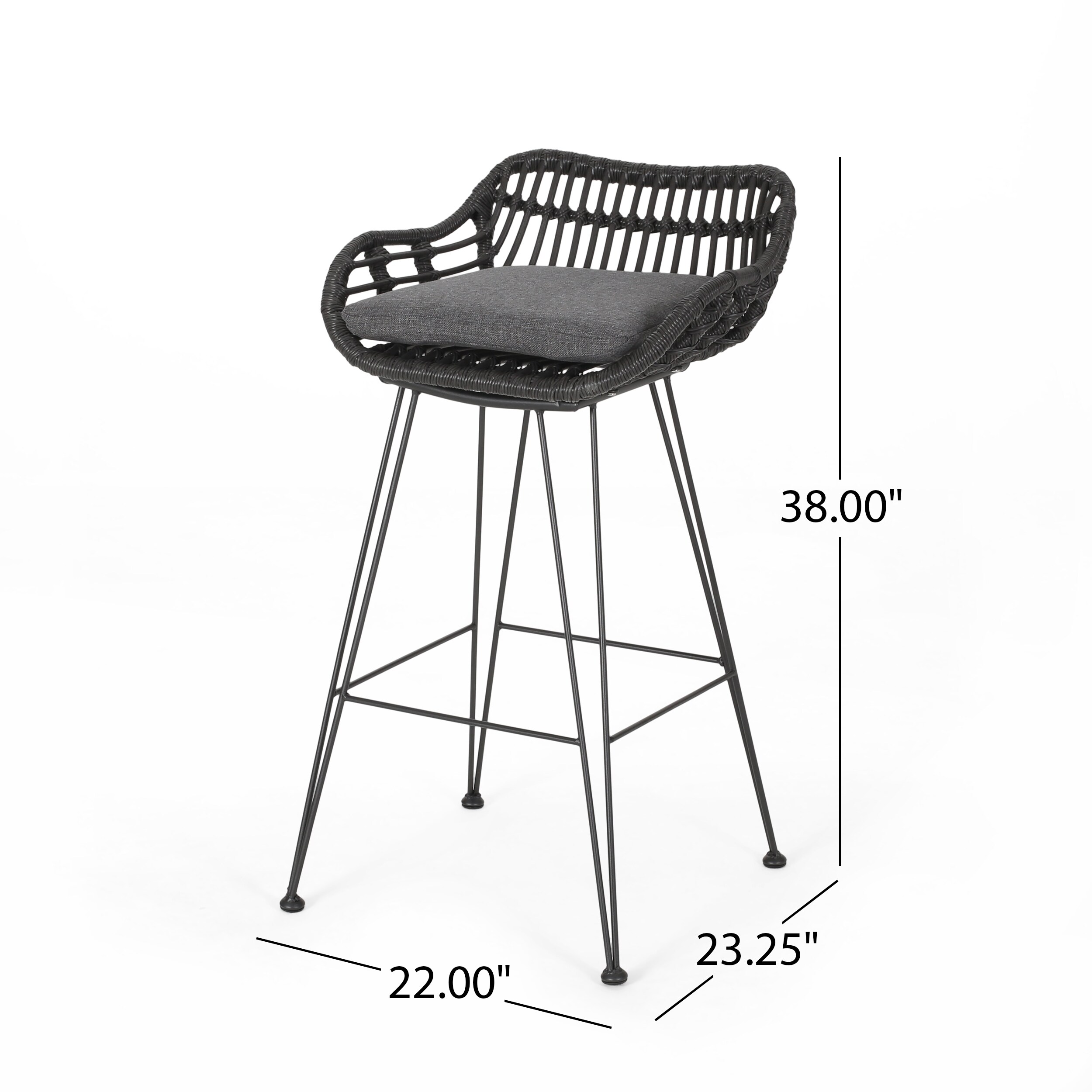 Dale wicker bar stool with cushion discount