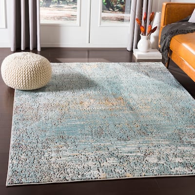 Barsala Aqua Contemporary Abstract Area Rug - 3'11" x 5'11"