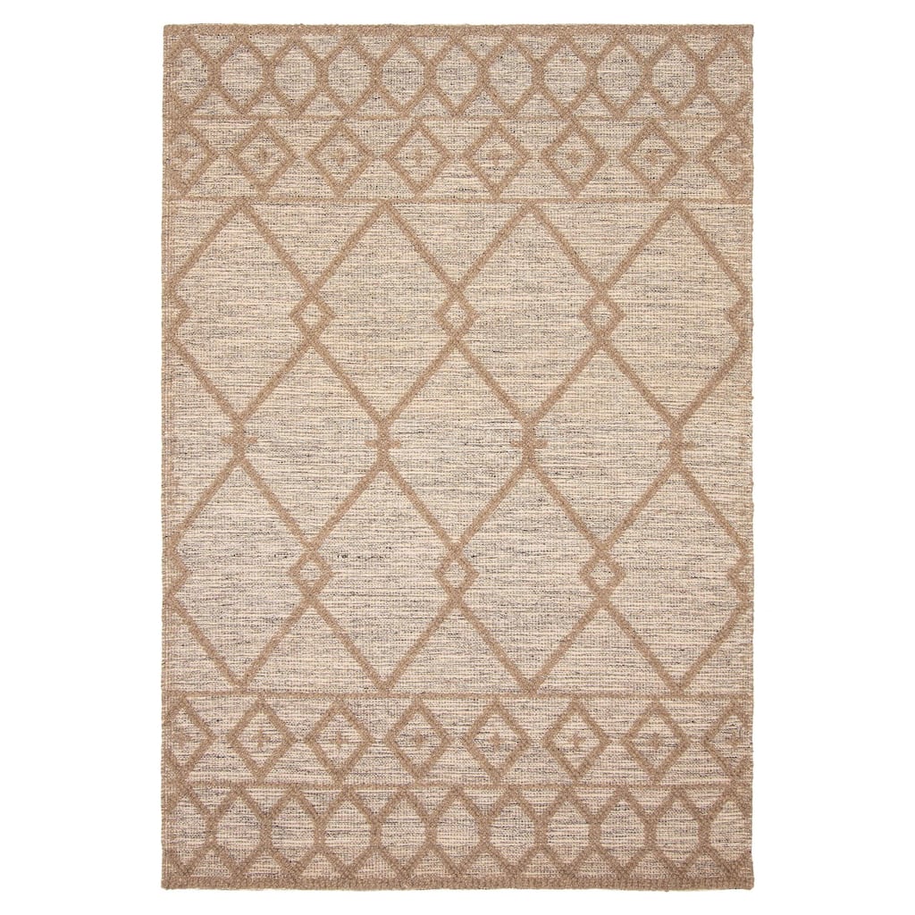 ECARPETGALLERY Braid weave Sienna Light Brown Wool Rug - 5'2 x 7'6