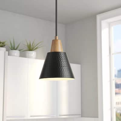 Industrial Metal Pendant Lighting with Wood Grain Minimalist Design for Kitchen Island