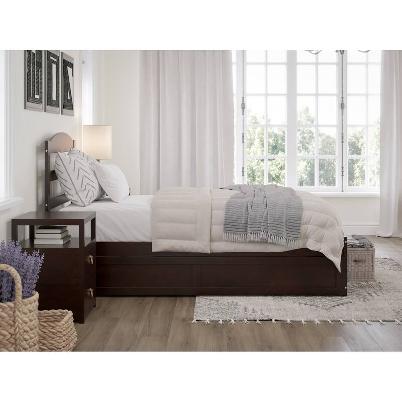 Warren Solid Wood Platform Bed with Footboard and Twin XL Trundle
