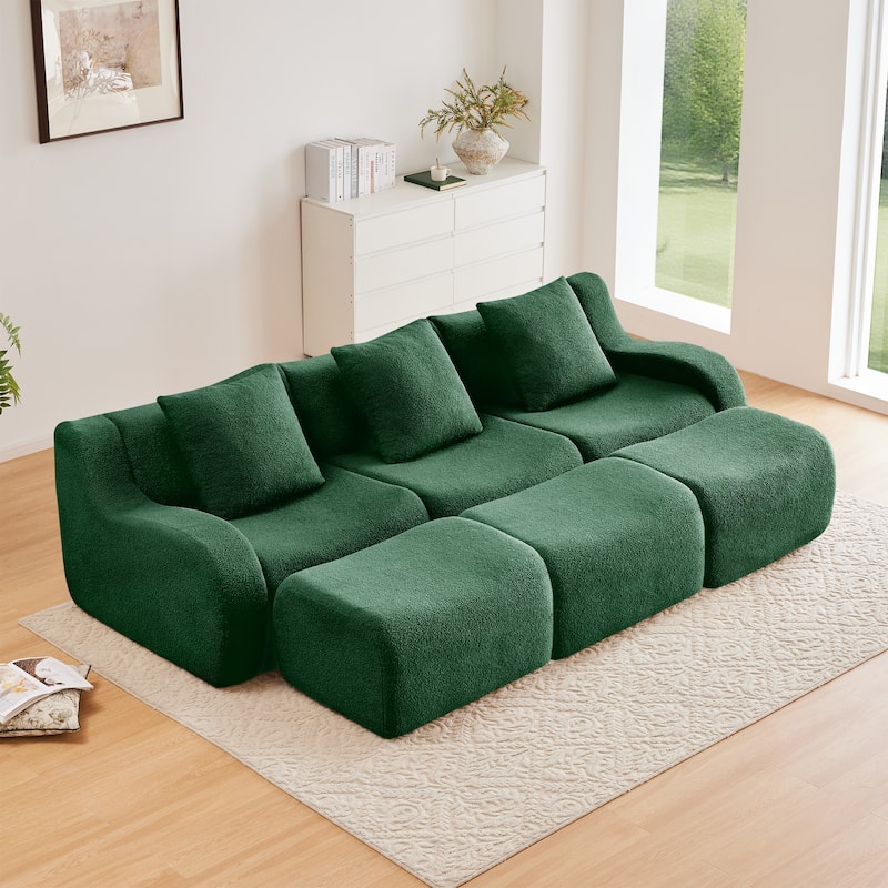 GDF Studio - Fairford 3-Seat Modular Sofa With Curved Armrests & Non-Slip Base