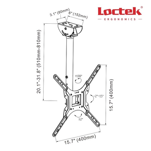 Loctek Cm1 Adjustable Tilting Wall Ceiling Tv Mount Fits