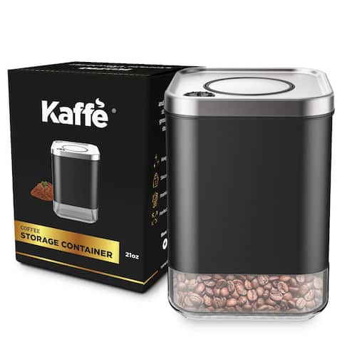 Glass Storage Container. Coffee Canister by Kaffe - Stainless Steel