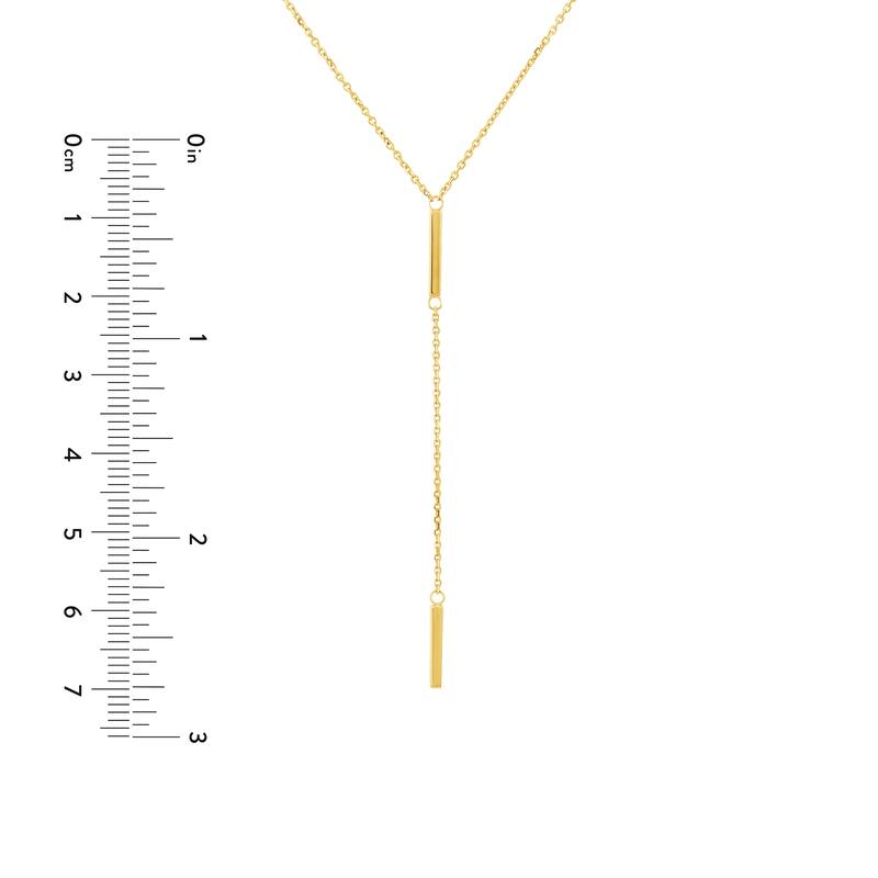 Marquee Jewels 14K Solid Yellow Gold Double Bar Drop Necklace