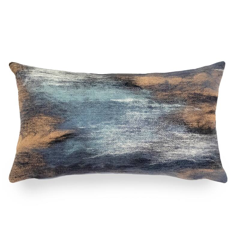 Liora Manne Visions I Vista Indoor/Outdoor Pillow Denim - Indoor/Outdoor/Accent - 12" x 20" - Navy Blue