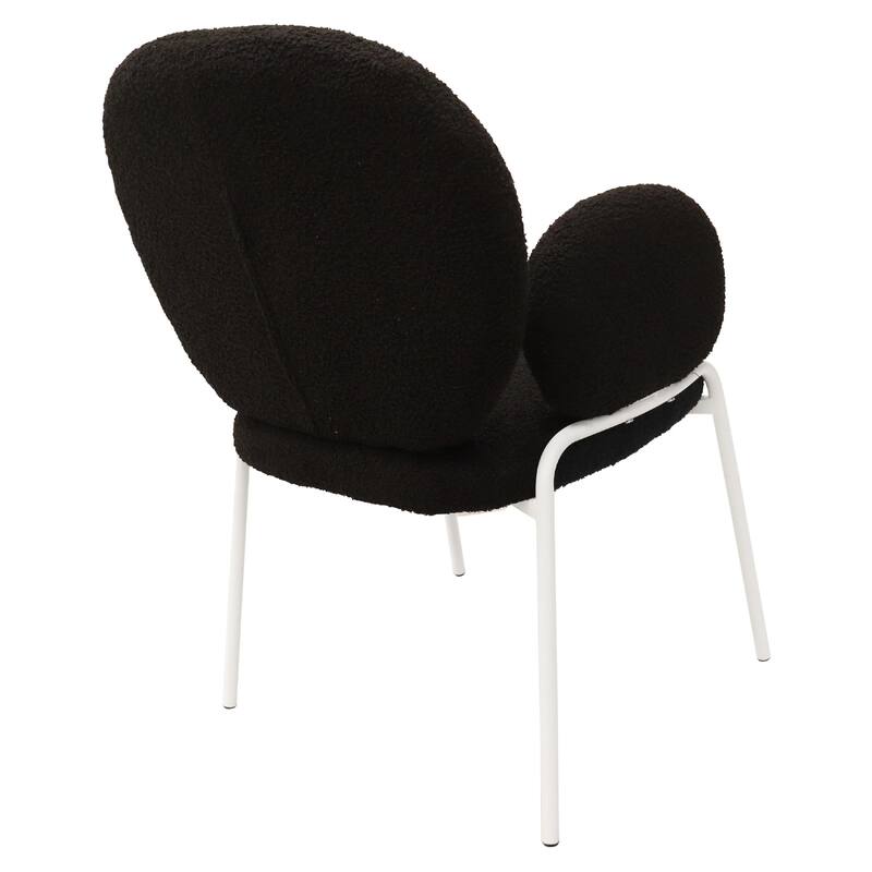 Celestial Modern Boucle Dining Side Chair with White Powder Coated Iron Frame Kitchen Chair Set of 2