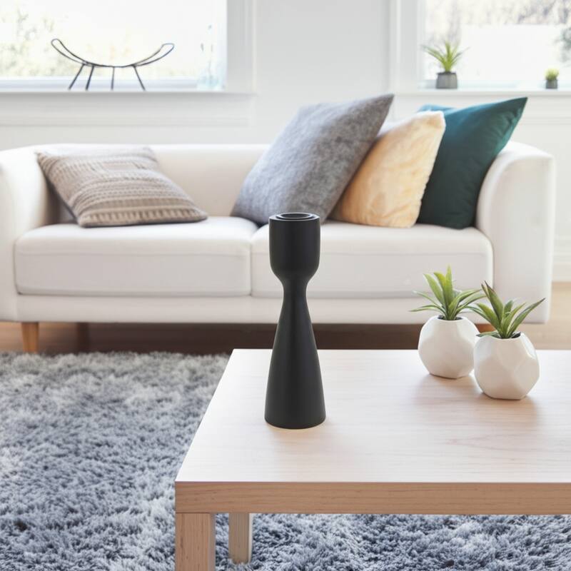 Mango Wood Taper Candle Holder Minimalist Silhouette Modern Design