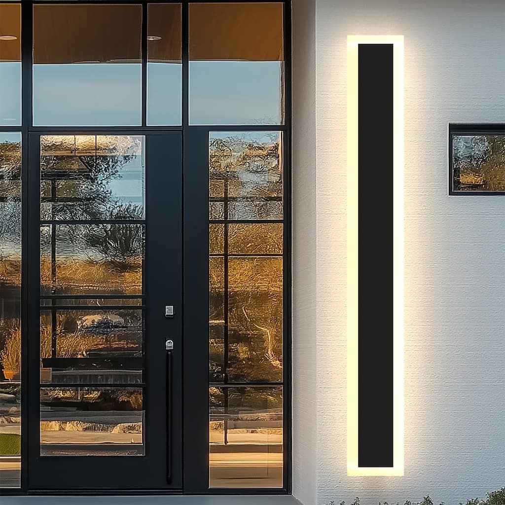 YANSUN Outdoor LED Wall Light, Rectangular Design, 3000K Warm Light, Satin Black Finish for Elegant Exterior Lighting