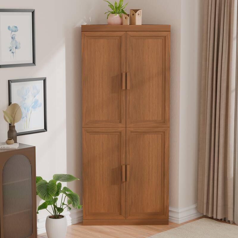 72" Corner Cabinet Free-Standing Corner Storage Organizer Sideboard