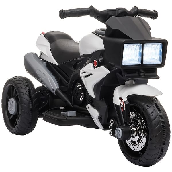 slide 2 of 5, 6V Kids Motorcycle Ride-on Toy for Toddlers and Up to 5 Years Old, High-Traction Battery-Operated Ride-on Vehicle White
