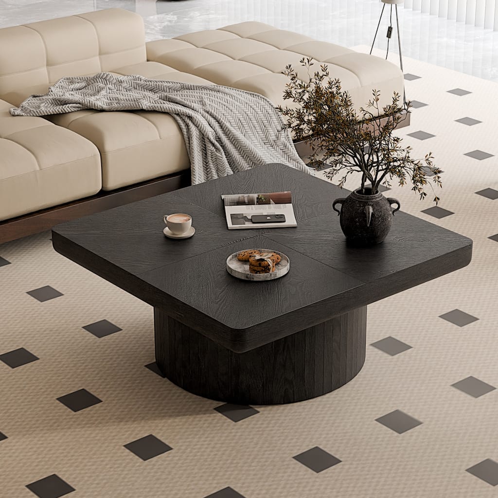34.6'' Square Coffee Table Center Table for Living Room, Side Table Black Sofa Table Accent Table End Table