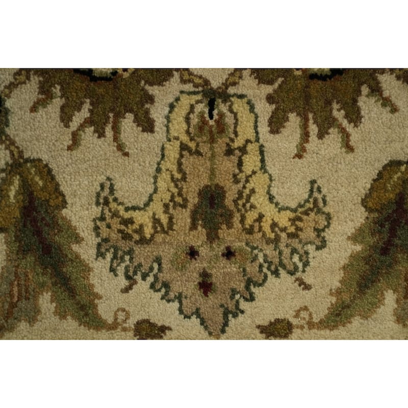 Hand Knotted Oriental 100% Wool Carpet Traditional All-Over Black Agra Area Rug - 9' 2'' X 6' 2''