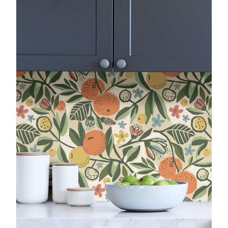 Pip & Lo Ochre Clementine Garden Peel & Stick Wallpaper