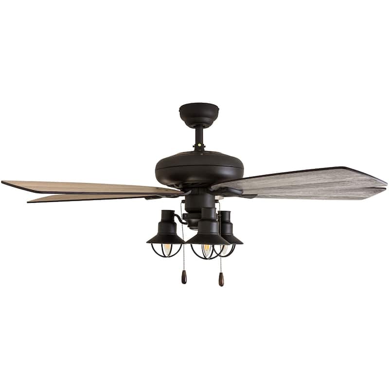 The Gray Barn Chevening 52-inch Coastal Indoor LED Ceiling Fan with Pull Chains 5 Reversible Blades - 52