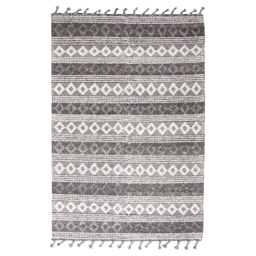 ECARPETGALLERY Braid weave Sienna Dark Grey Wool Rug - 5'1 x 7'6