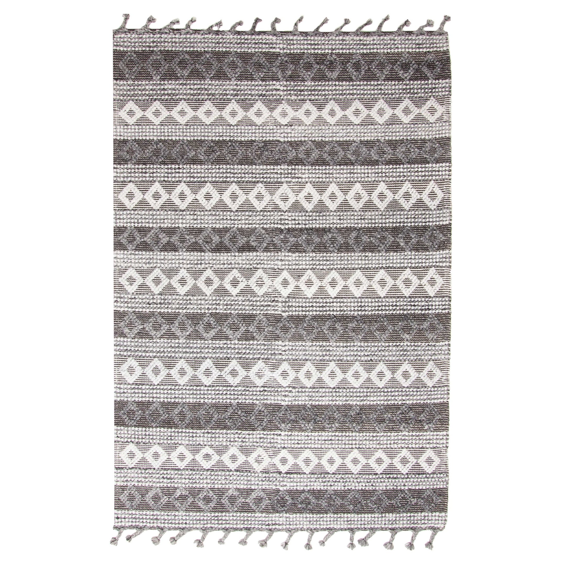 ECARPETGALLERY Braid weave Sienna Dark Grey Wool Rug - 5'1 x 7'6