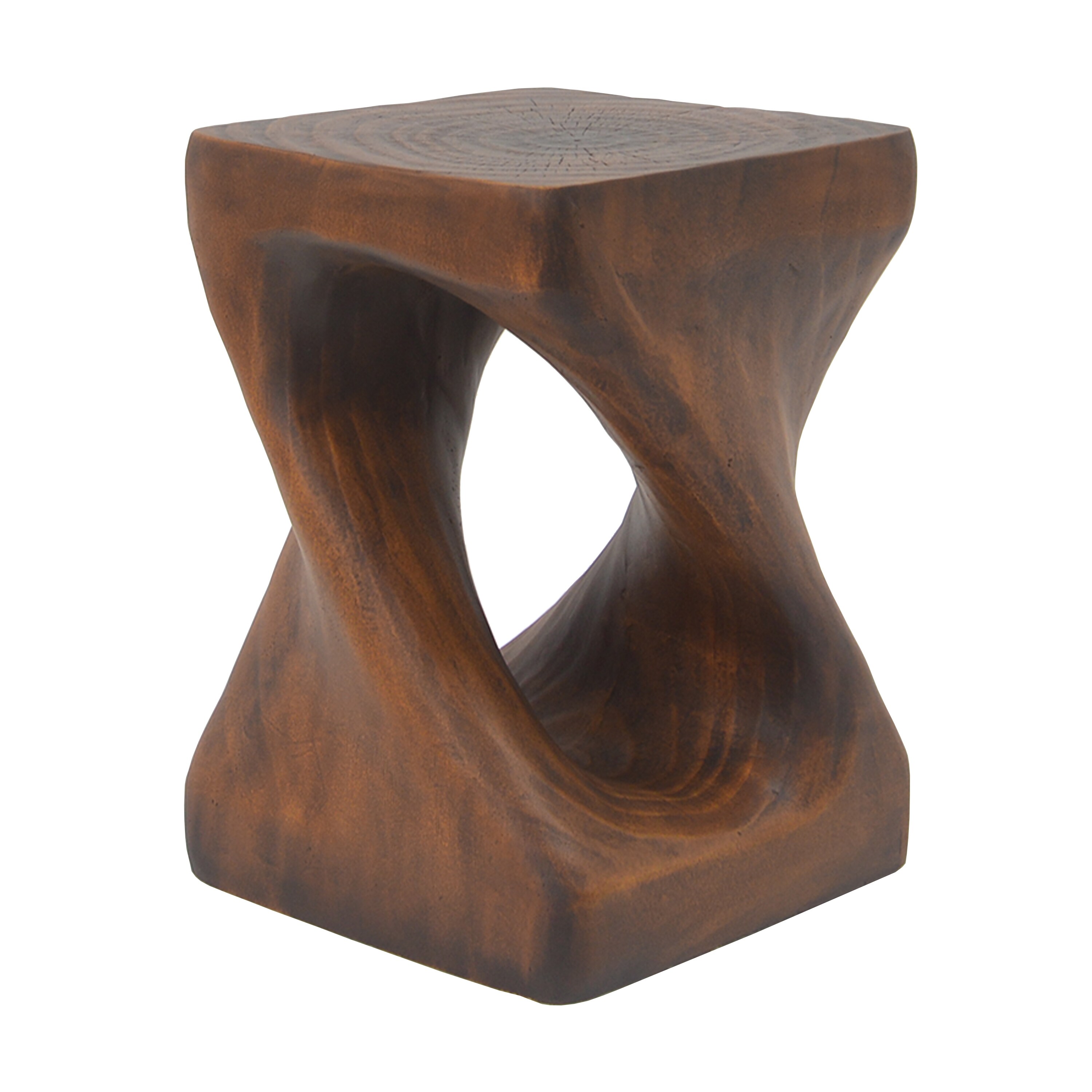 Unique Hollow Twisted Spiral Shape Side Table with Wood Grain