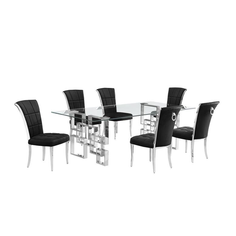 Best Quality Furniture D223/4-SC320-7 Dining Set with 95" 15mm Glass