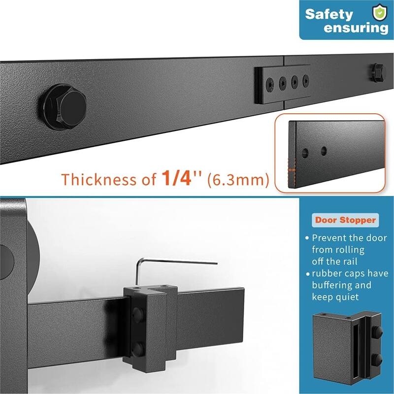 WINSOON 4-14 FT Sliding Barn Door Hardware Track Kit for Double Doors J Style Rollers