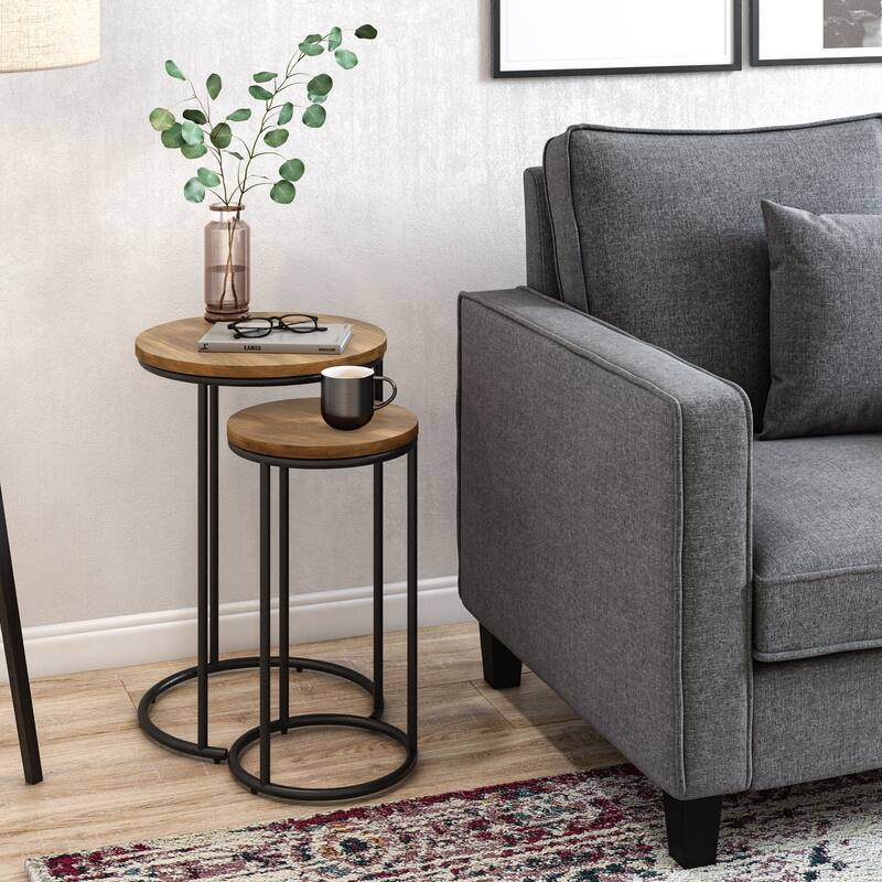 Fort Worth Set of 2 Nesting Side Tables, Brown
