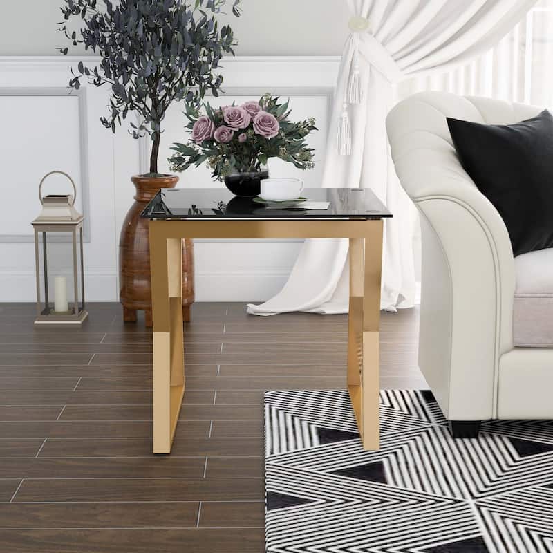 Kiloran Contemporary 24-inch Glass Top Side Table by Furniture of America