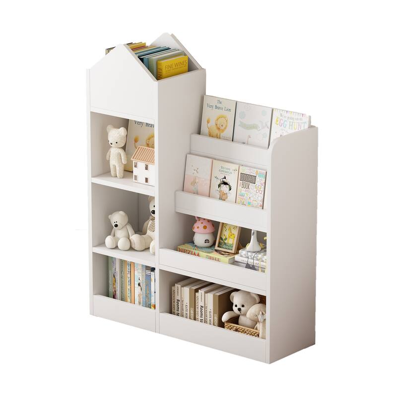 Wood Kids Wooden Bookshelf Toy Storage Organizer with Bookcase