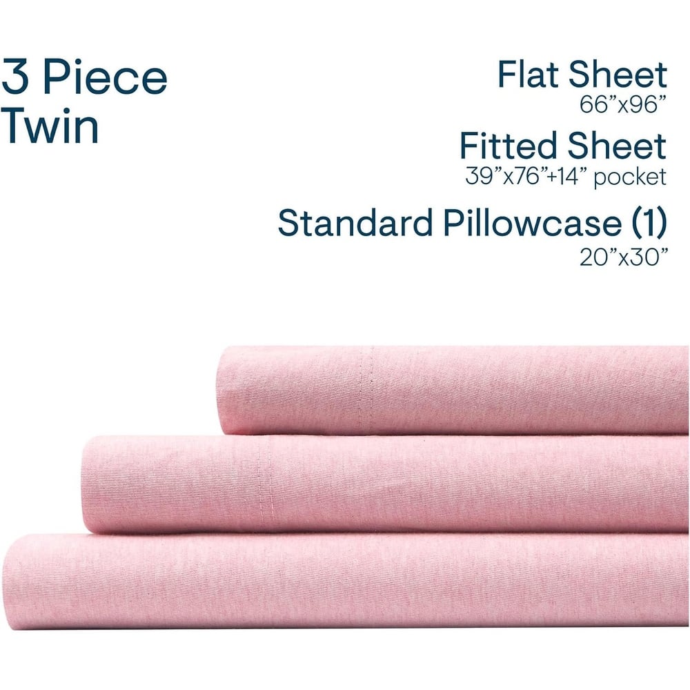 Aeropostale Super Soft Heather Pink Jersey Knit Sheet Set All-Season Comfort