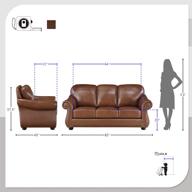 Fowler 2-Piece Leather Match Living Room Sofa Set