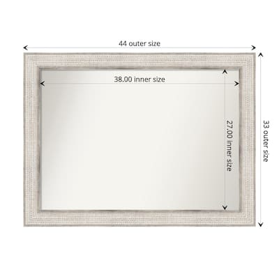Non-Beveled Wood Bathroom Wall Mirror - Trellis Silver Frame - Trellis Silver