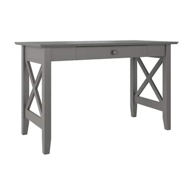 Baroque Desk with Drawer - Grey Home Office Desk, Stylish Writing Table, Solid Hardwood Desk, Functional Workspace