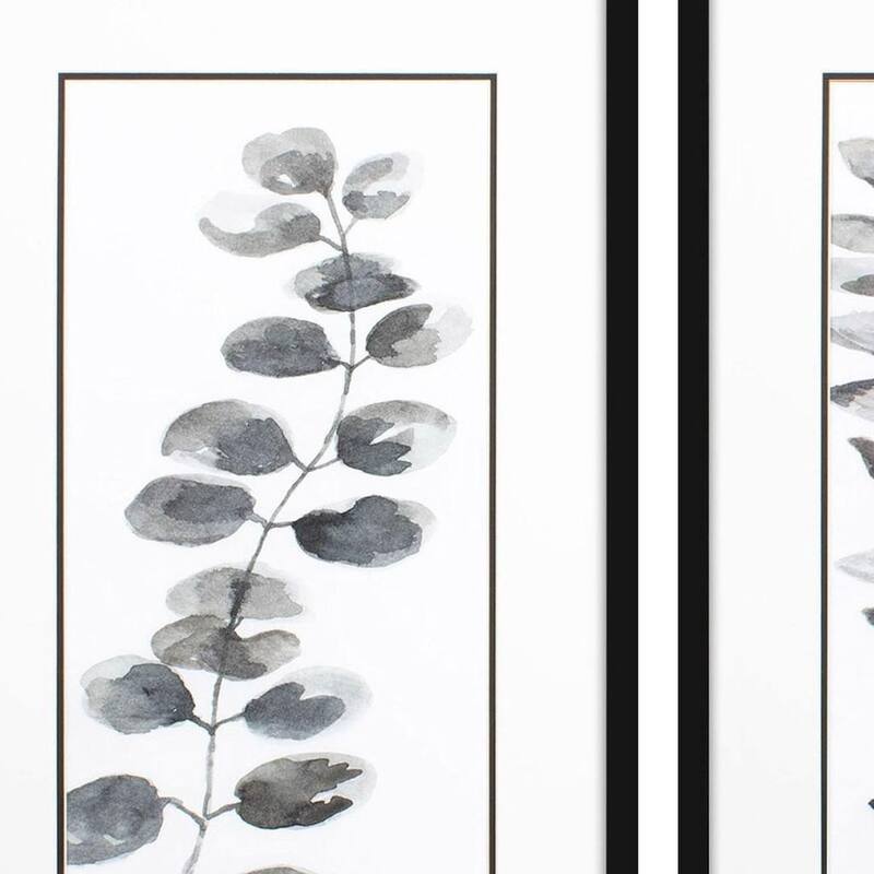 HomeRoots Set Of Two Nature Leaf Black Framed Wall Art