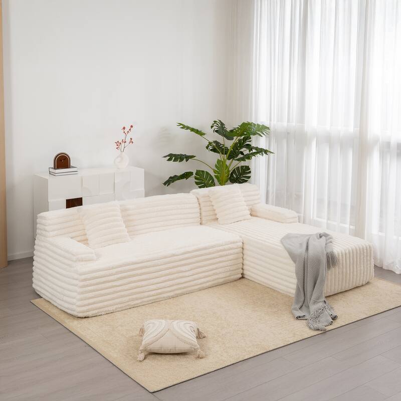 Cloud Sectional Sofa, Modern Upholstered Couch with 2 Throw Pillows, Free-Combined Sofa, Modular Sectional L Shaped Couch