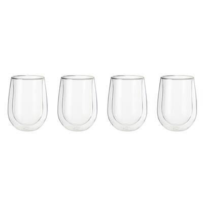 Henckels Cafe Roma 4-pc Double-Wall Glassware Stemless White Wine Glass Set - Clear