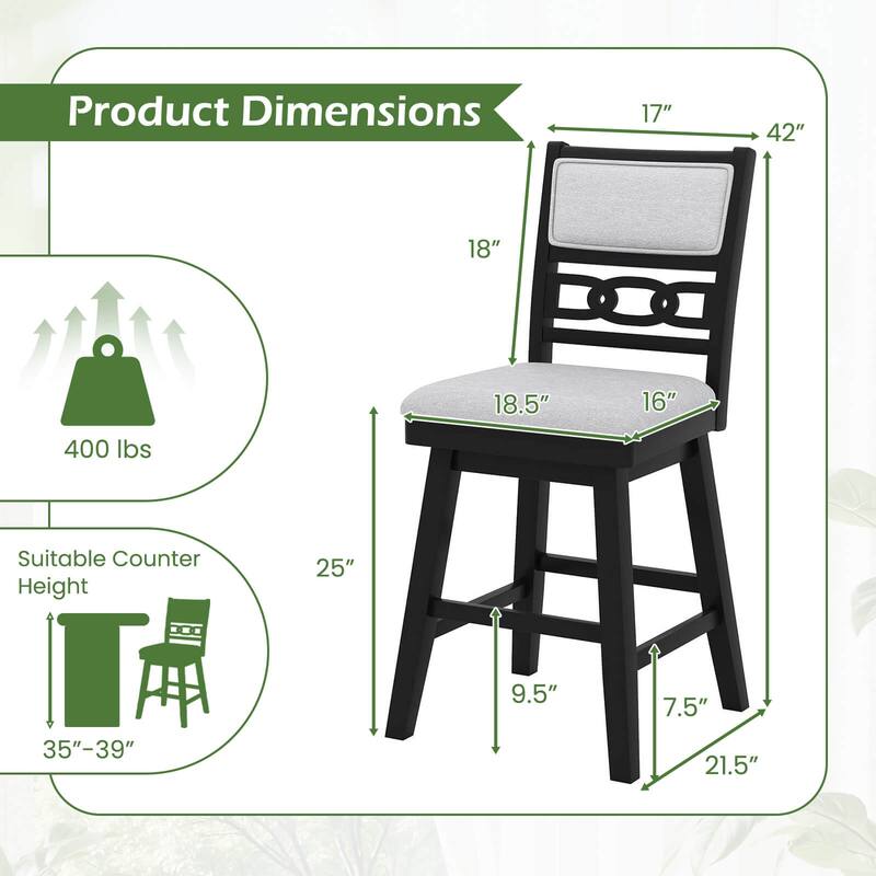 Costway 25" Swivel Counter Height Chairs Set of 2/4 with Upholstered - See Details