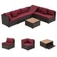 preview thumbnail 24 of 66, EROMMY 6/7 Piece Modular Outdoor Rattan Sofa Set, All-Weather Wicker Patio Furniture with Storage Table, Cushions & Pillows