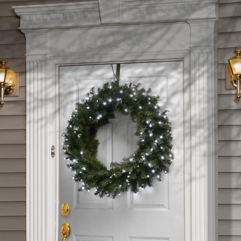 National Tree Company 30 in. Memory-Shape® Norwood Fir Wreath with White LED Lights - 30 in