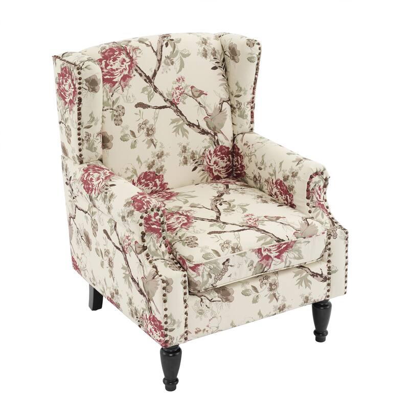 Wingback Accent Chair Nailhead Trim Living Room Reading Chair