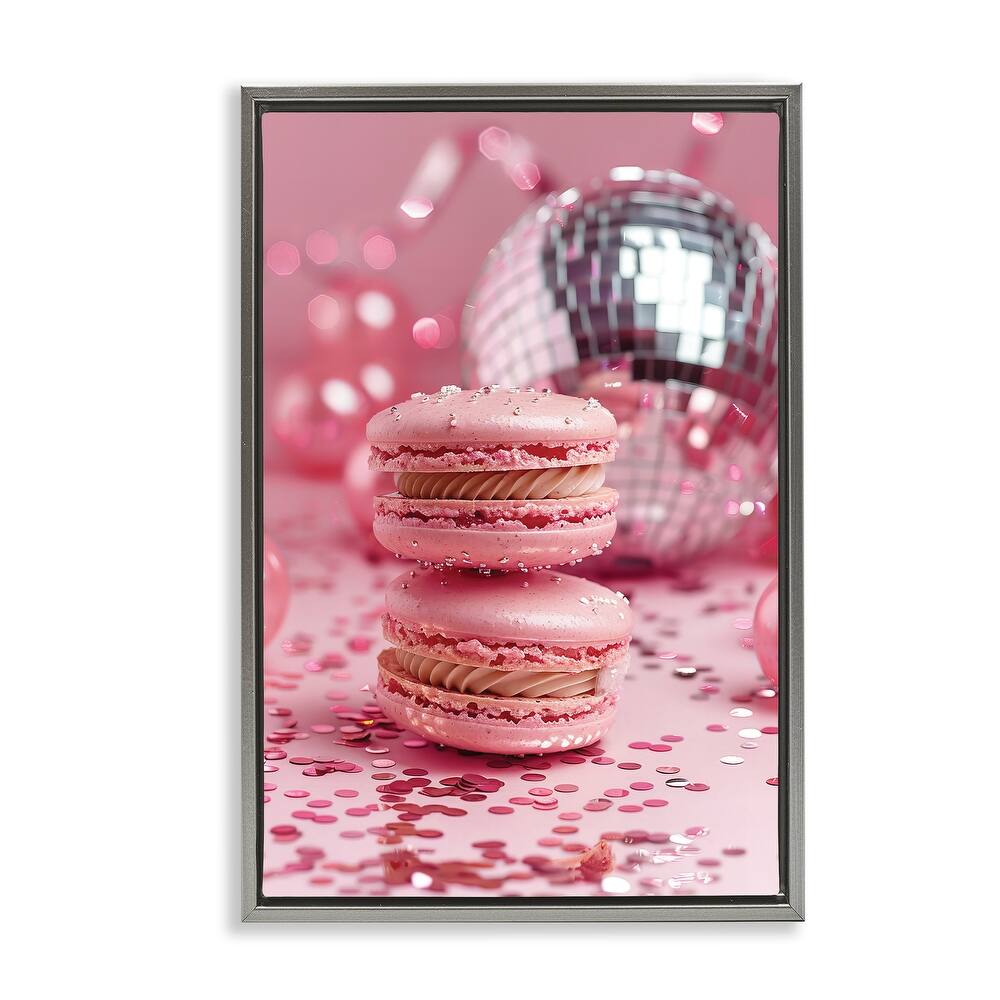 Stupell Pink Macaron Disco Framed Floater Canvas Wall Art Design By LSR Design Studio