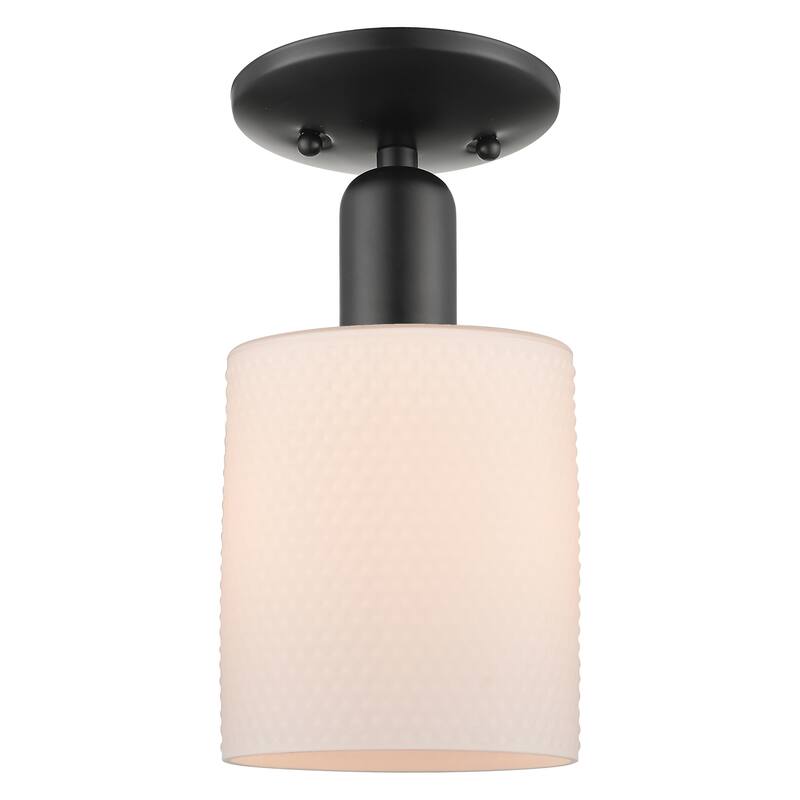 Innovations Lighting Endless Possibilities Arcadia - Cobbleskill - 1 Light 5" Semi-Flush Mount - Matte White/Matte Black