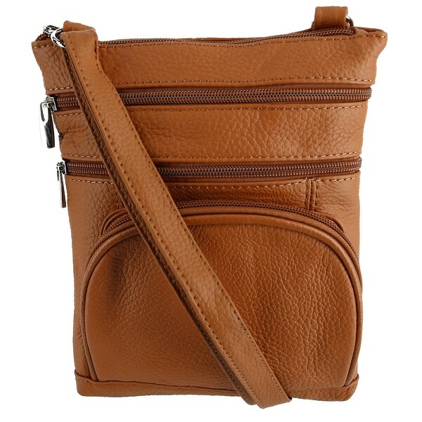 CTM® Women's Multi Pocket Leather Crossbody - one size