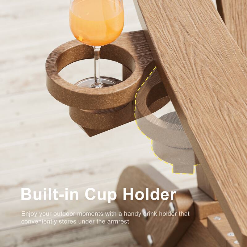 HDPE All-Weather Folding Adirondack Chair with Cup Holder