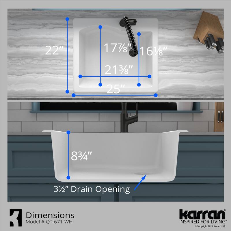 Karran Drop-in Quartz Single Bowl Kitchen Sink