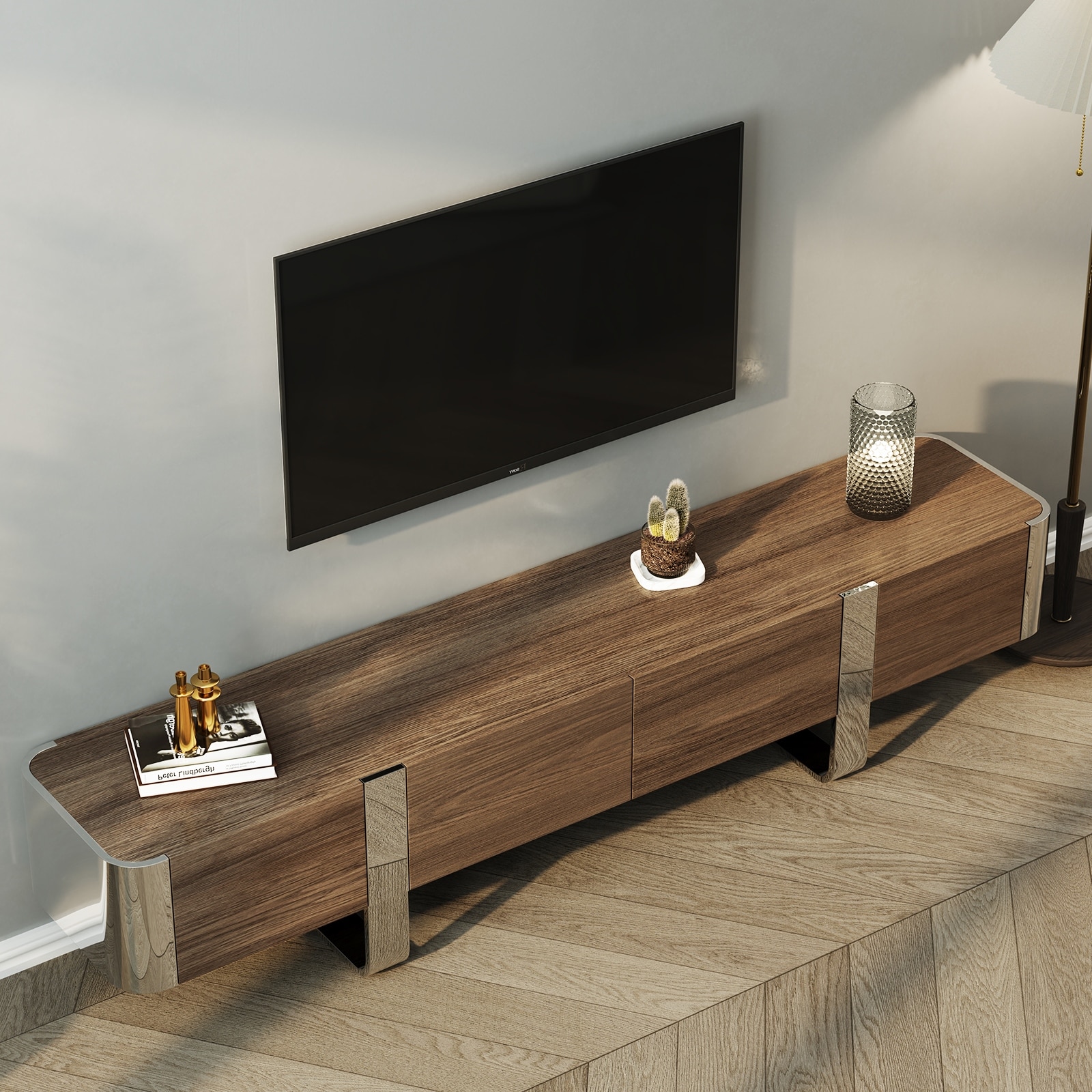 79 inch Wood TV Stand Partial Assembly Entertainment Center Modern Media Console with Drawers and Storage Cabinets