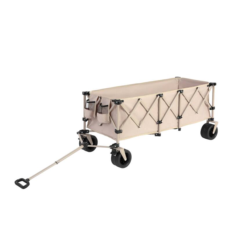 Foldable Wagon with All-Terrain Wheels & Drink Holders, 220lb Capacity