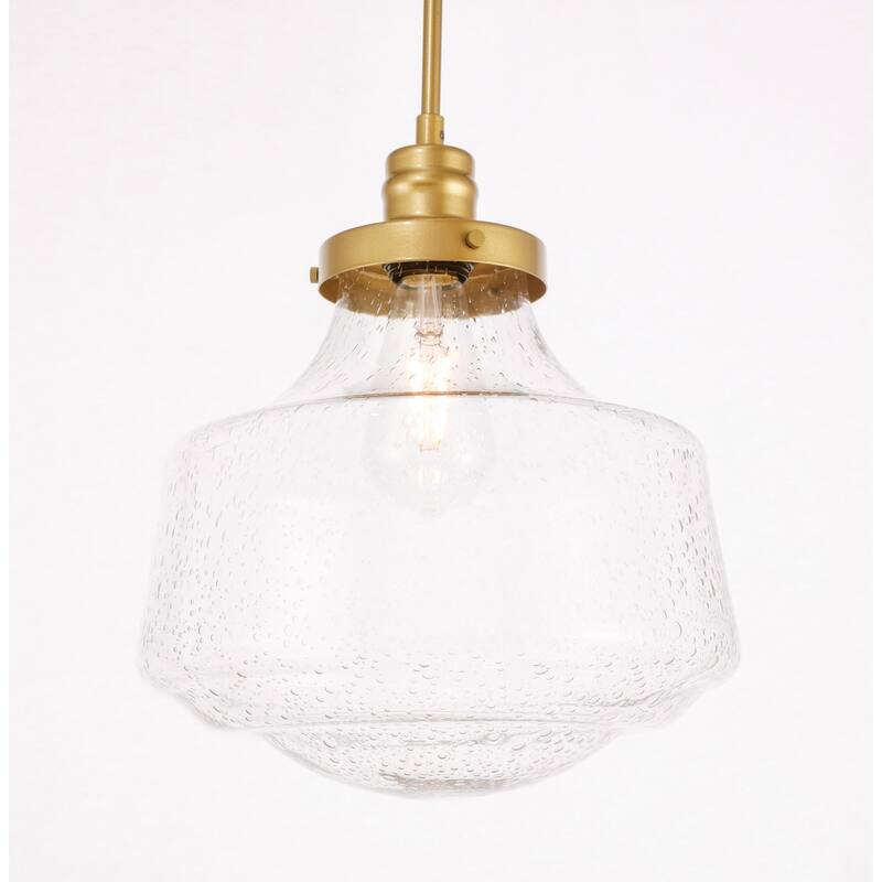 Klyli 11-inch 1-light Clear Seeded Glass Hanging Pendant