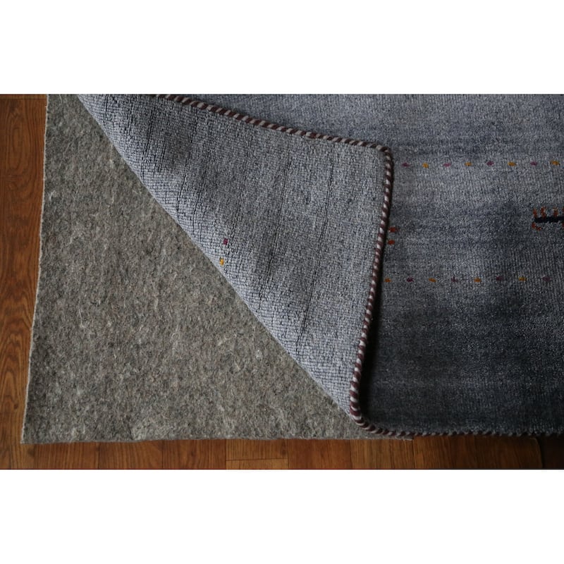Hand Knotted Oriental 100% Wool Carpet Tribal Tribal Greys & Charcoal Gabbeh Area Rug - 9' 8'' X 8' 1''
