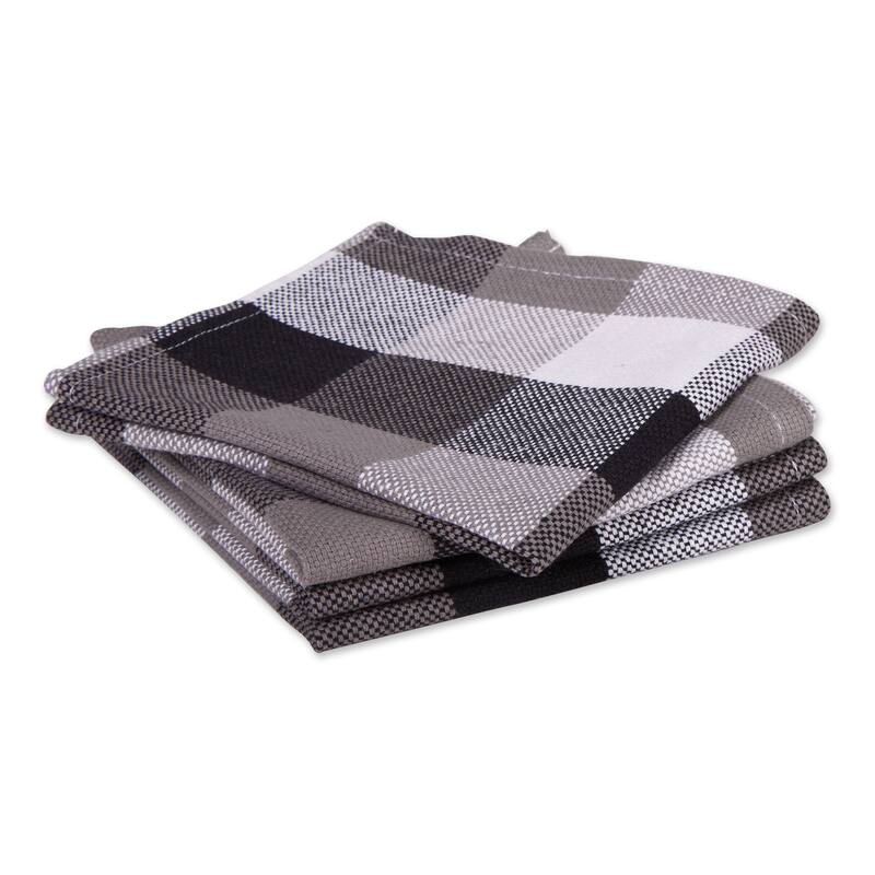 DII Tri Color Check Dishcloth (Set of 4) - Black