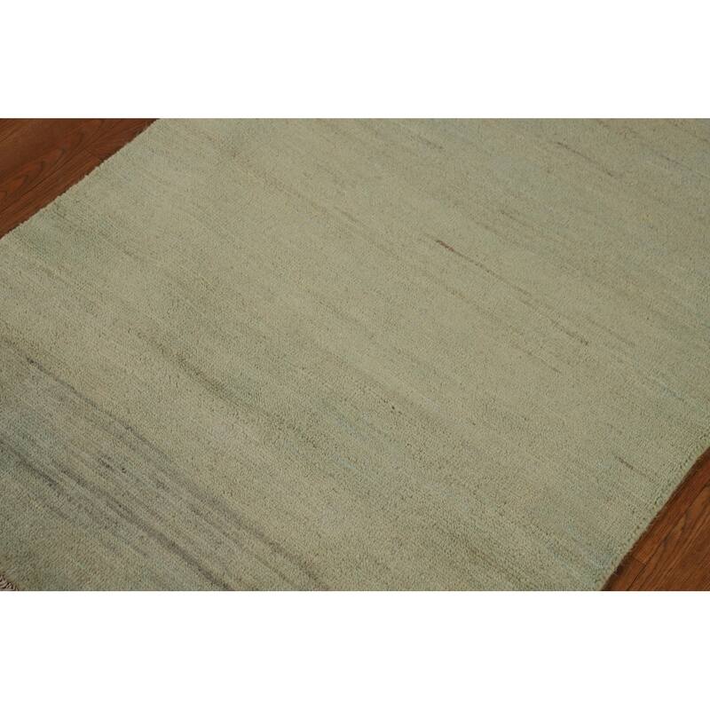 Green Gabbeh Modern Foyer Rug Handmade Wool Carpet - 2'7"x 3'11"